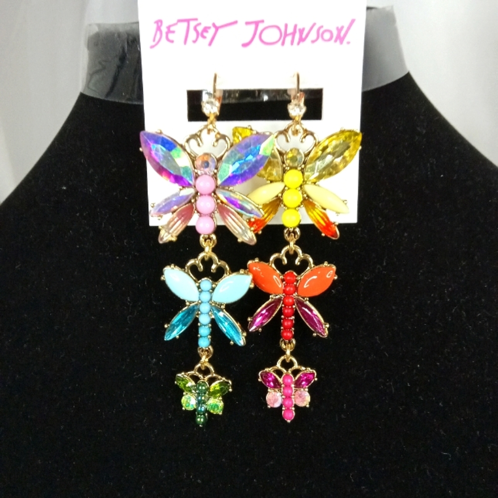 Betsey johnson crystal butterfly earings